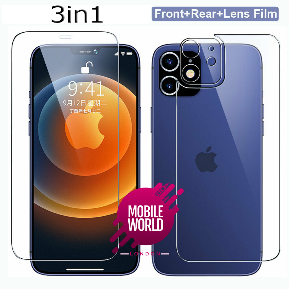 iPhone Front + Back + Camera Lens Tempered Glass Screen Protectors